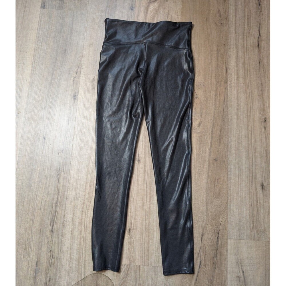 NWT Spanx Size M Petite Faux Leather Legging Black Pull On Compression 98$ - Picture 4 of 12
